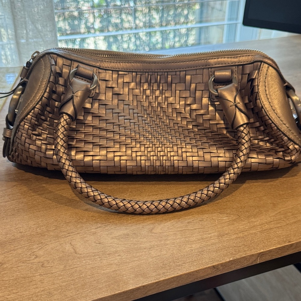 Vintage Cole Haan Woven Leather Shoulder Bag in Brown